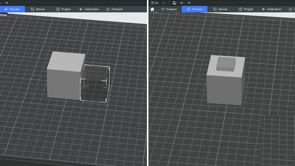 Wie fügt man negative Bauteile in QIDI Studio hinzu?
