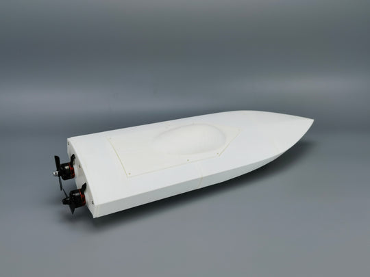 White 3D printed model boat, ASA-Aero filament