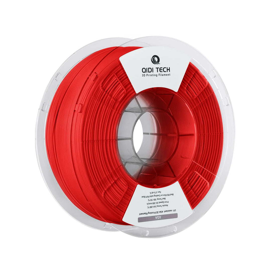 Red QIDI ASA 3D printing filament spool