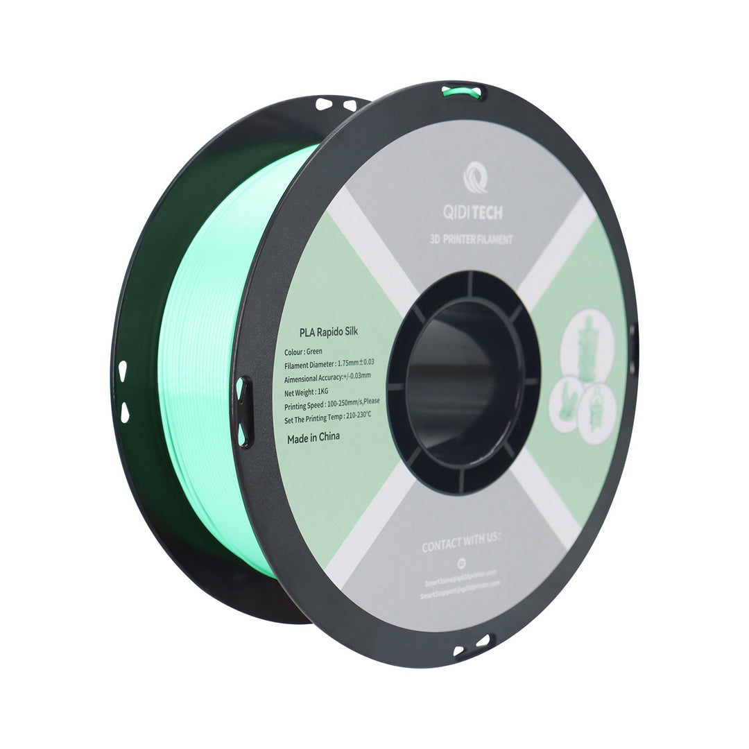 Green QIDI PLA Rapido Silk 3D printer filament