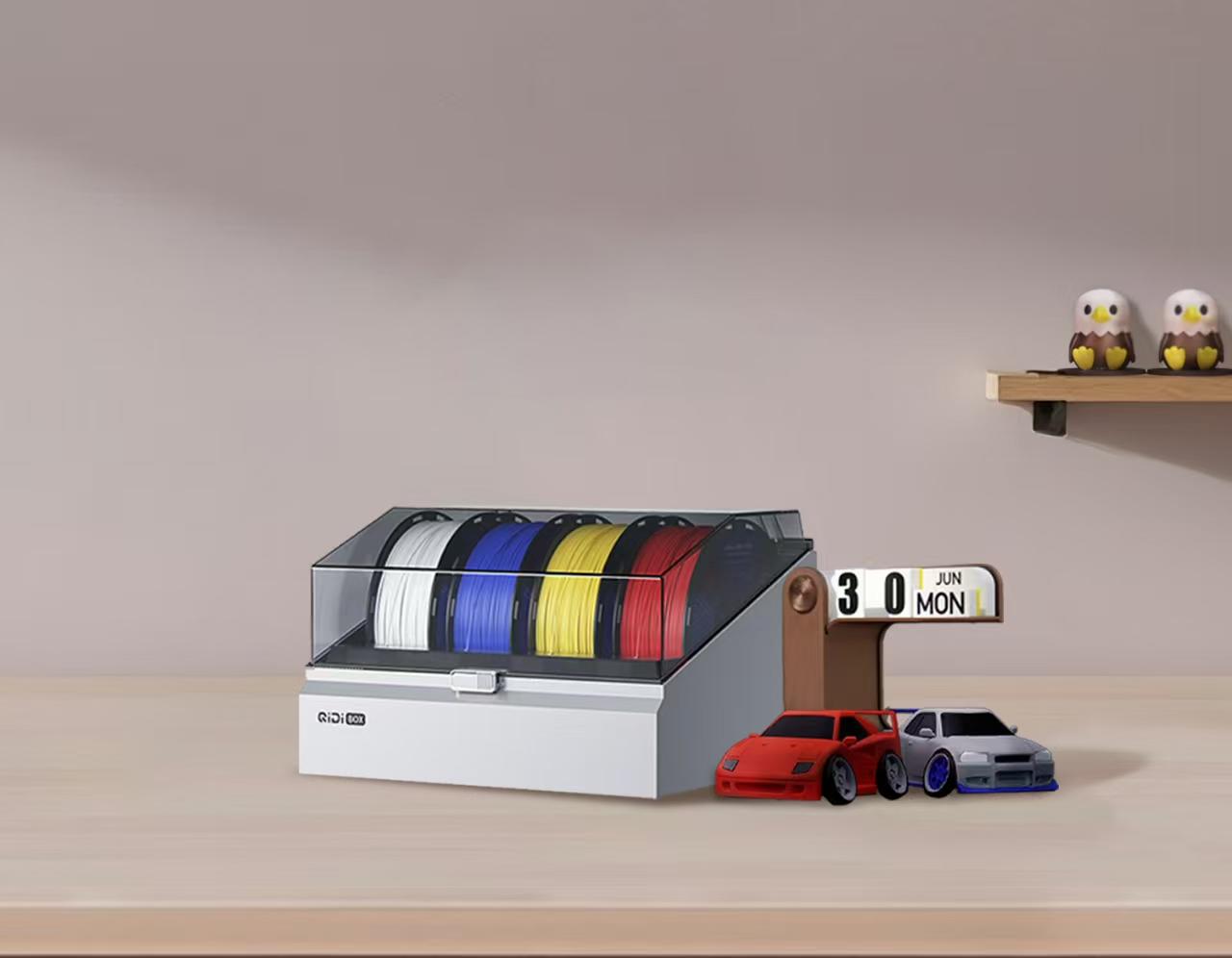 Colorful 3D printer filaments stored in an organizer, representing multi - color material options for 3D printing as introduced in the tutorial, ideal for methods like filament swapping or dual extrusion.