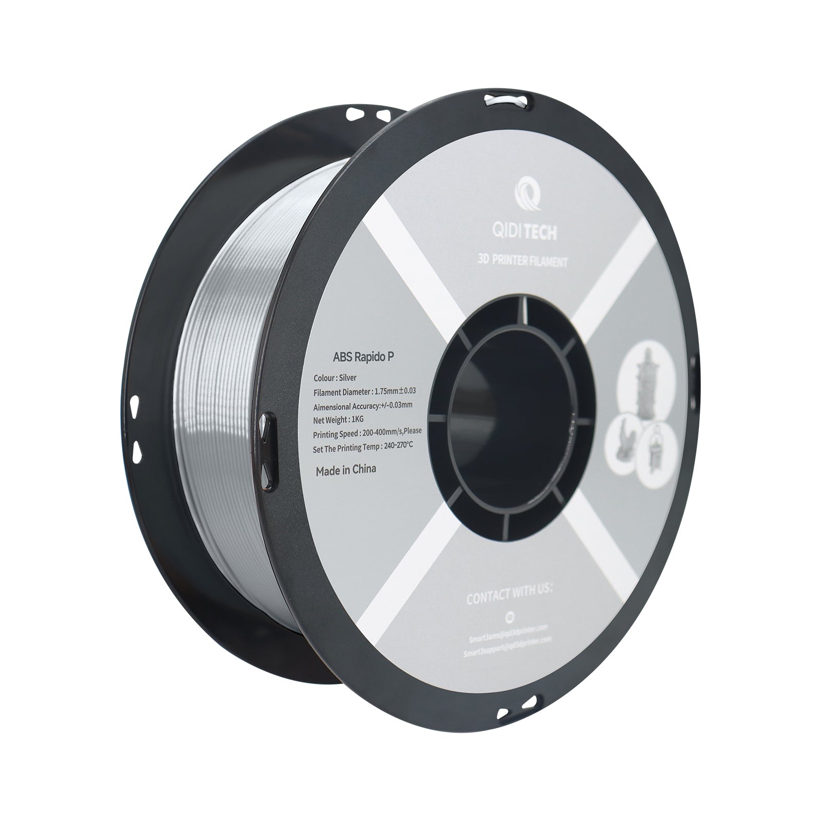 QIDI ABS Rapido P Silver Filament Spool